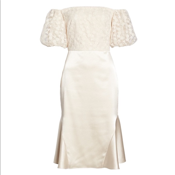 Gal Meets Glam Adele Off the Shoulder Gold Dress